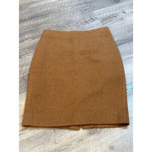 J. Crew Brown Herringbone Wool Blend Pencil Skirt Size 00